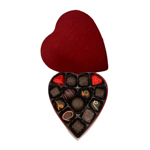 #12D Dark Chocolate Valentine's Day Assortment in Red Quilted Heart Shaped Box