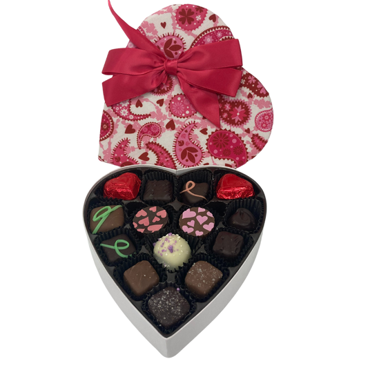 #17 Milk and Dark Chocolate Valentine's Day Assortment in Pink Paisley Shaped Box