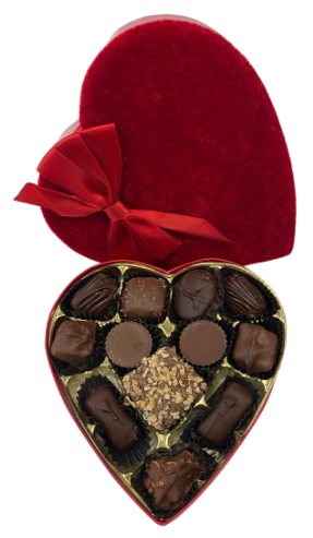 #19 Sugar Free Milk and Dark Chocolate Valentine's Day Assortment in Red Plush Heart Shaped Box