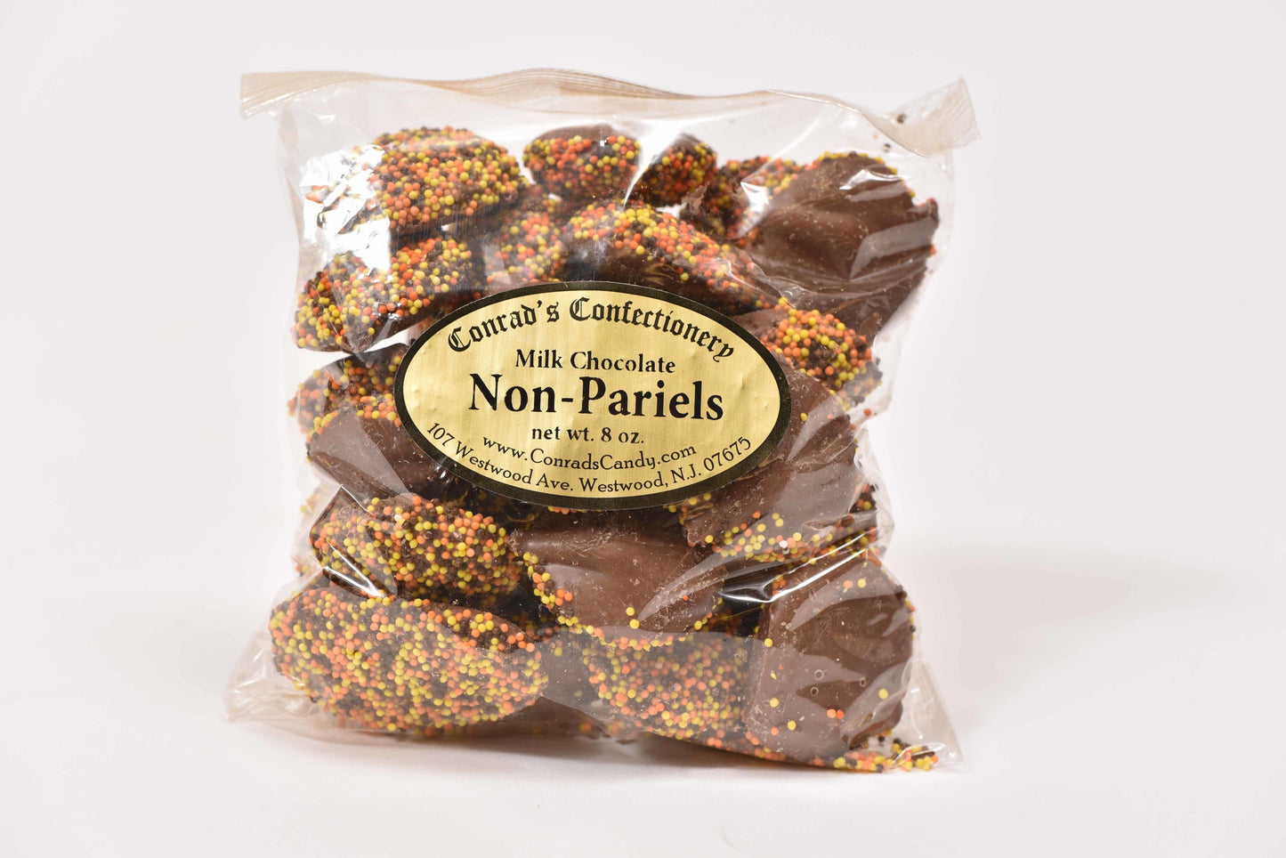 Milk Chocolate Fall Non-Pareils (8 oz) - Conrad's Confectionery