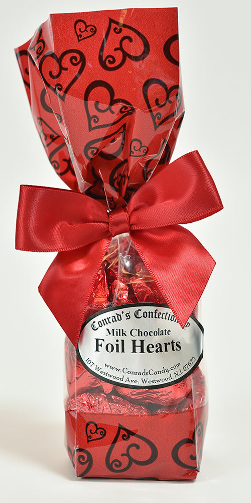 Milk Chocolate Foil Hearts (6oz) - Conrad's Confectionery