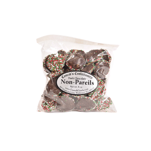 Dark Chocolate Christmas Non Pareils- 8 oz bag