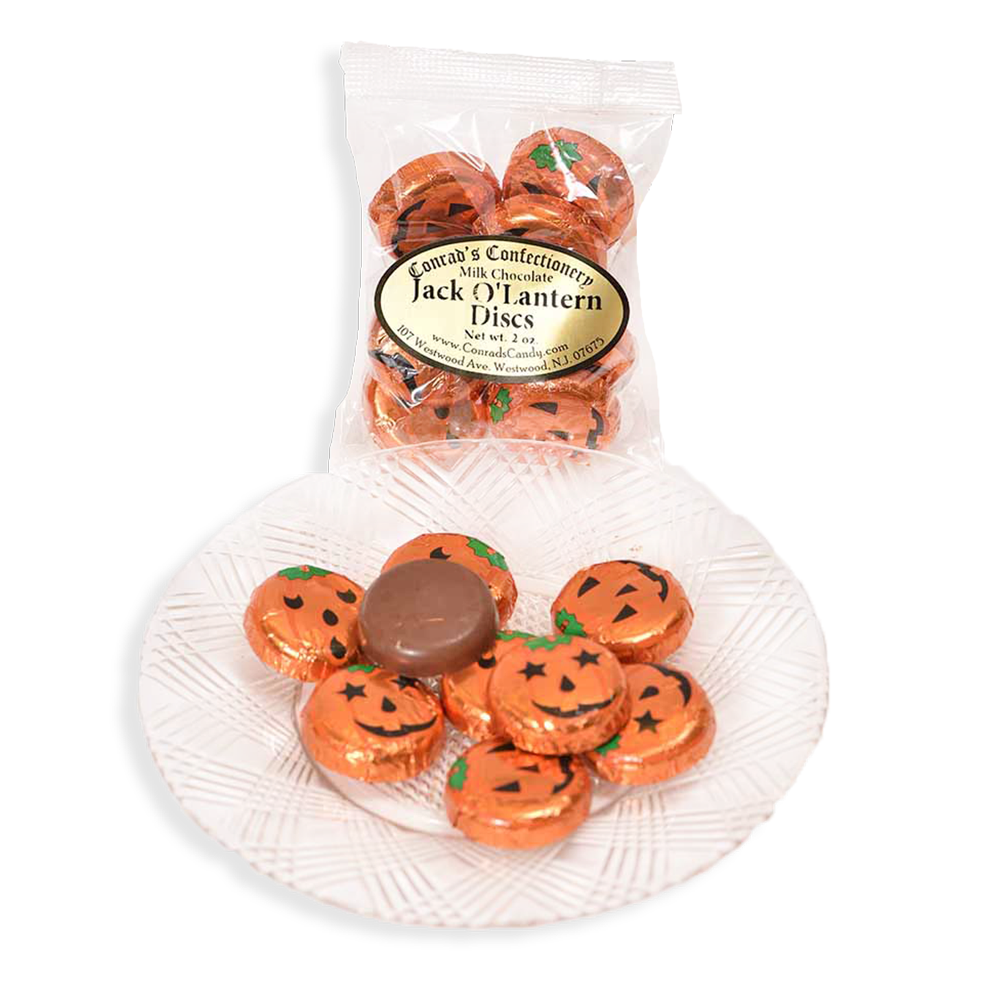 Milk Chocolate Jack O Lantern Discs- 2 oz bag