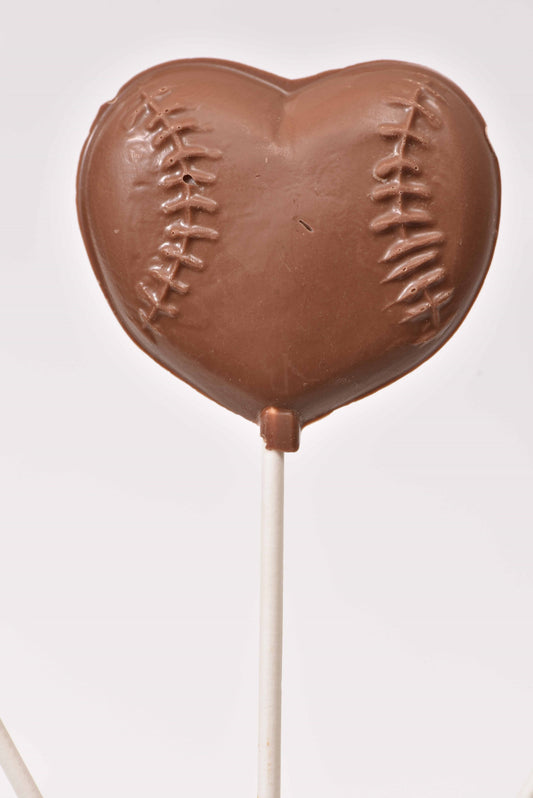 Milk Chocolate Baseball Heart Lollipop