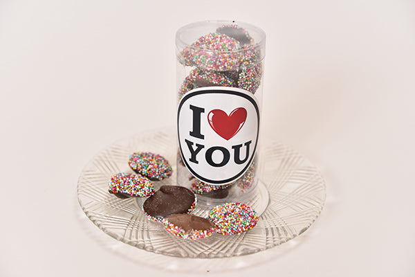 Milk/Dark Chocolate Non Pareils Favor Tube