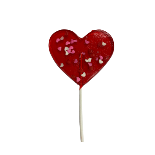 Large Heart Shaped Hard Candy Lollipop w/ Confetti (SHIPPING NOT AVAILABLE FOR THIS ITEM)