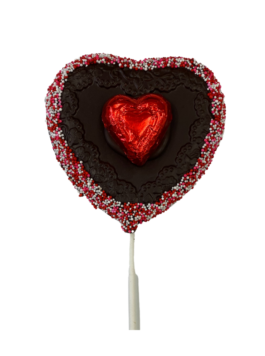 Dark Chocolate Large Decorated Heart Pop