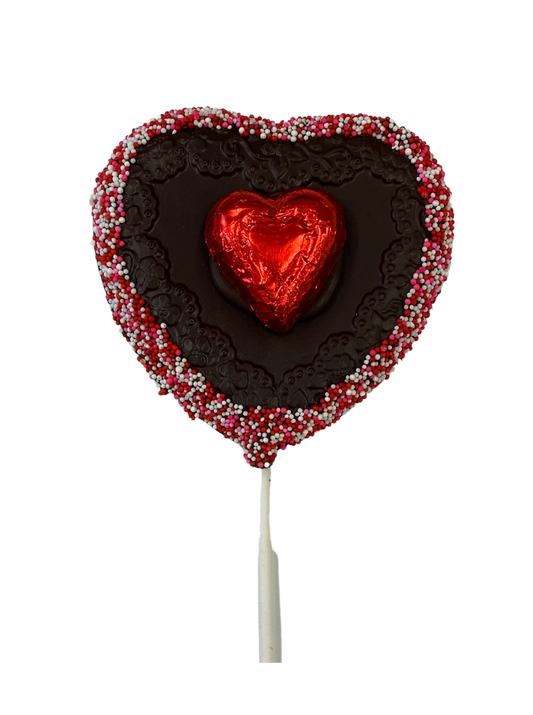 Dark Chocolate Large Decorated Heart Pop