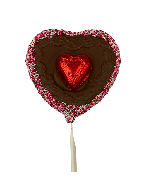 Milk Chocolate Large Decorated Heart Pop