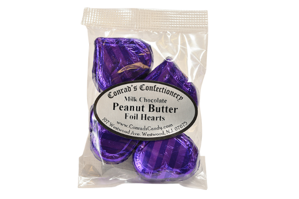 Peanut Butter Milk Chocolate Foil Hearts