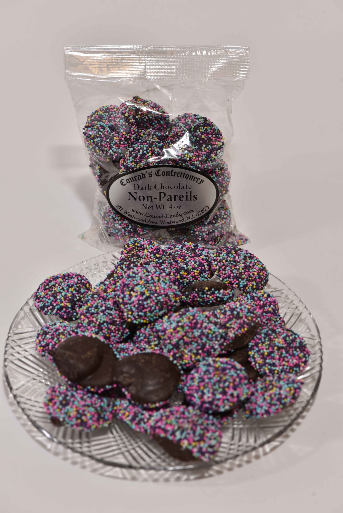 Dark Chocolate Easter Non Pareils (4 oz) - Conrad's Confectionery