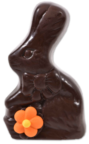 Dark Chocolate Flower Bunny (solid) - Conrad's Confectionery