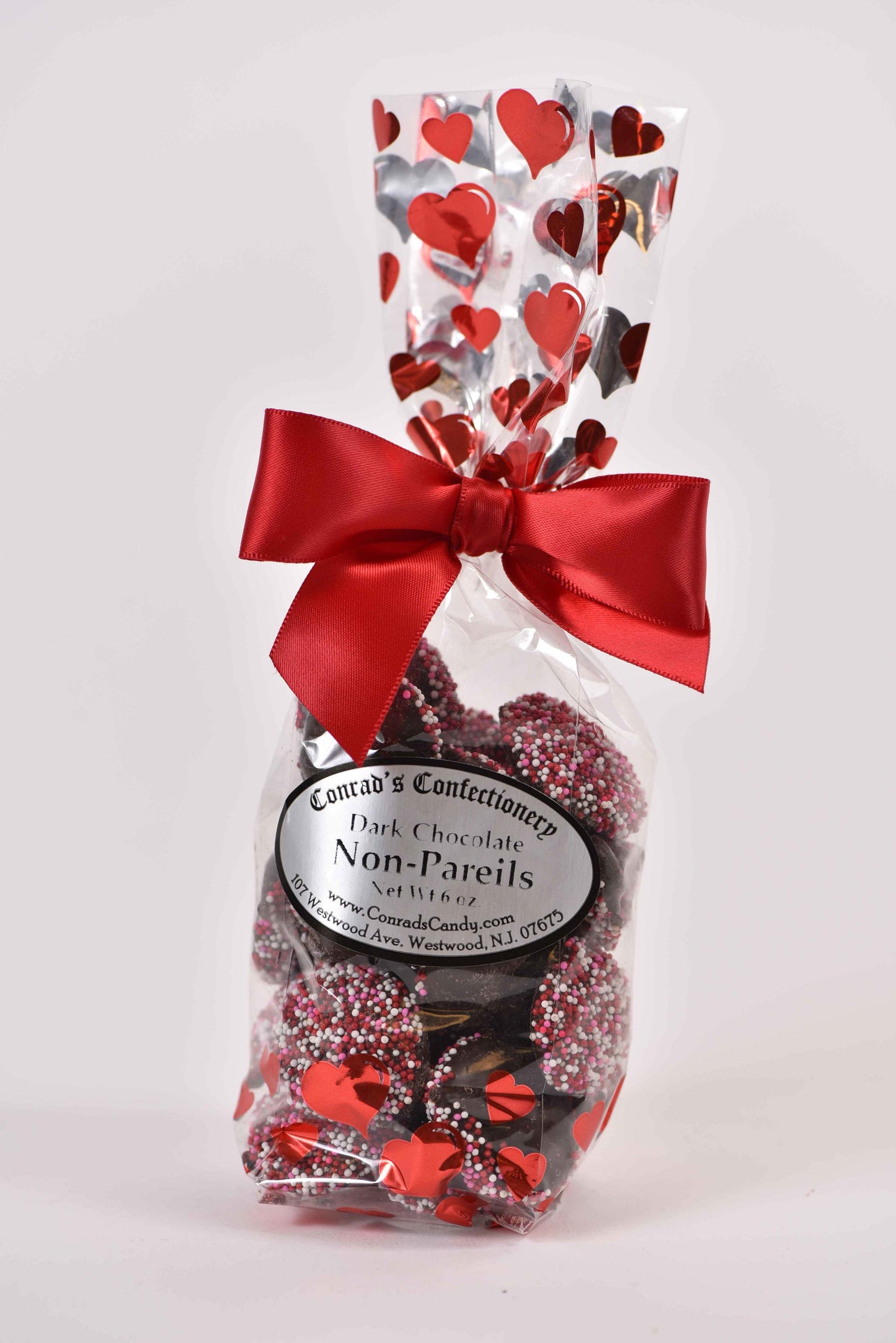 6 oz Dark Chocolate Valentine's Day Non-Pareils - Conrad's Confectionery