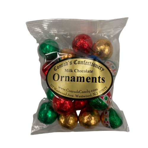 Milk Chocolate Foiled Ornaments- 4 oz bag