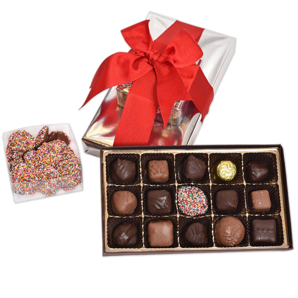 16 Piece Assorted Gift Box w/ Milk & Dark Non-Pariel box - Conrad's Confectionery
