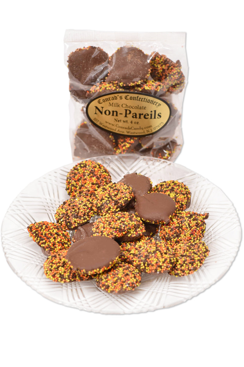 Milk Chocolate Fall Non-Pareils (4 oz) - Conrad's Confectionery