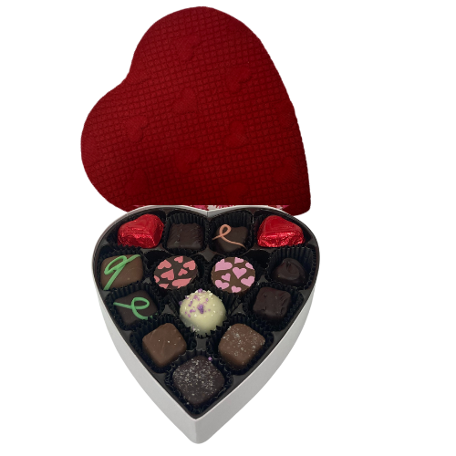 #10 Milk and Dark Chocolate Valentine's Day Assortment in Red Quilted Heart Box