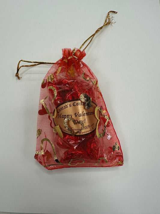 Milk Chocolate Foil Hearts- 3 oz Mesh Bag