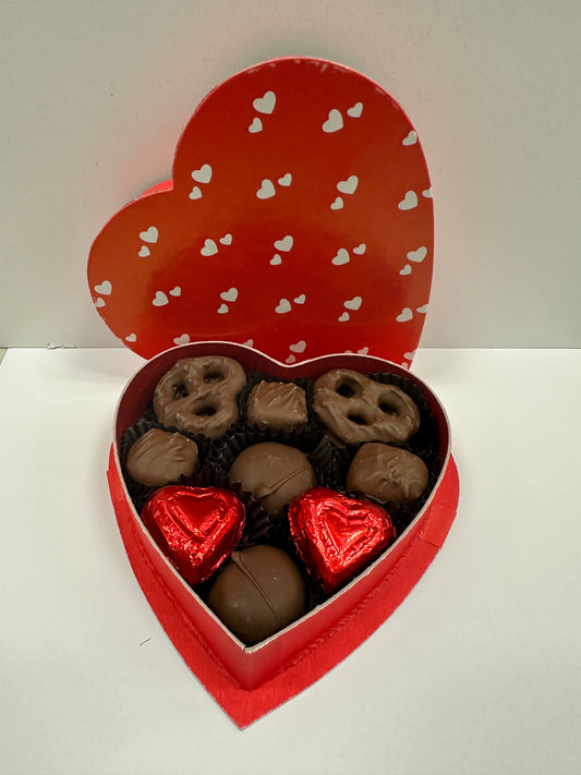 #6 All Milk Chocolate Valentine's Day Assortment in Red & White Heart Shaped Box