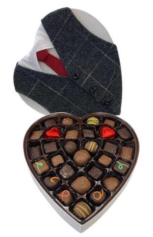 #22 Milk and Dark Chocolate Valentine's Day Assortment in Shirt and Tie Heart Shaped Box