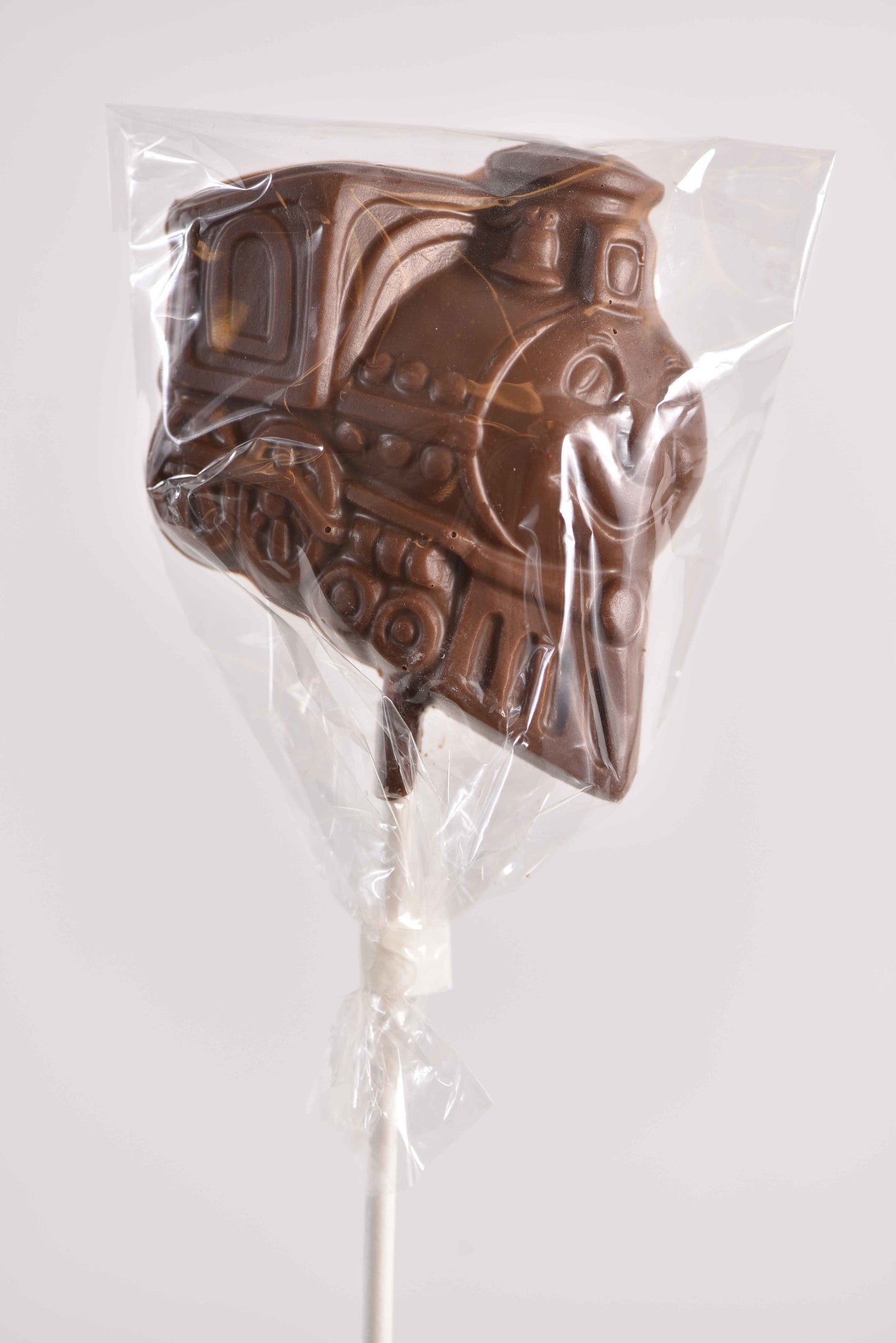 Milk Chocolate Smiling Train Engine Lollipop - Conrad's Confectionery