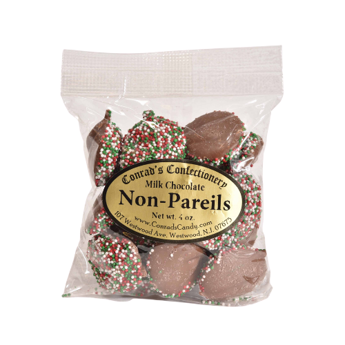 Milk Chocolate Christmas Non Pareils- 4 oz bag
