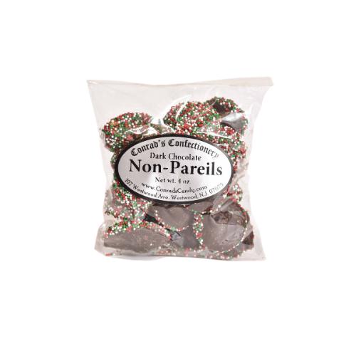 Dark Chocolate Christmas Non Pareils- 4 oz bag