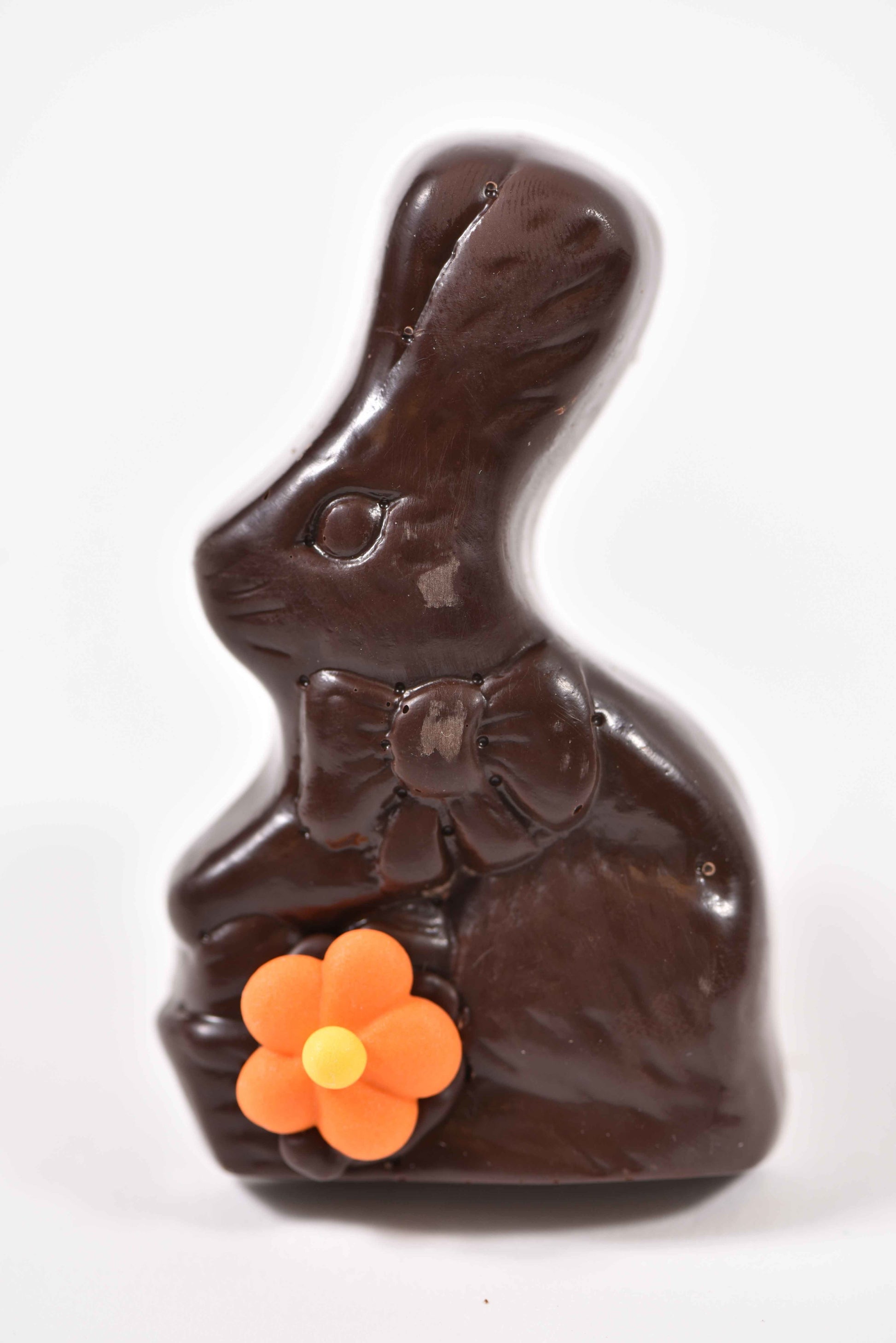 Dark Chocolate Flower Bunny (solid) - Conrad's Confectionery