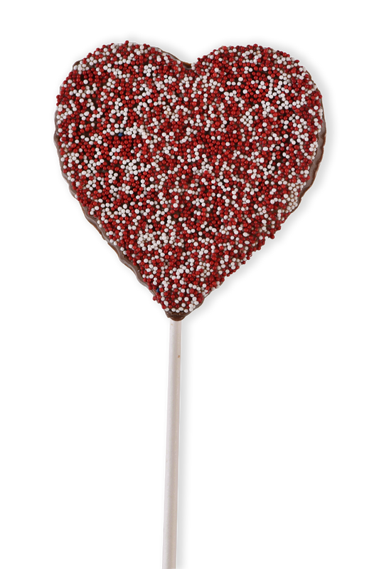 Milk Chocolate Non-Pareil  Heart Pop - Conrad's Confectionery