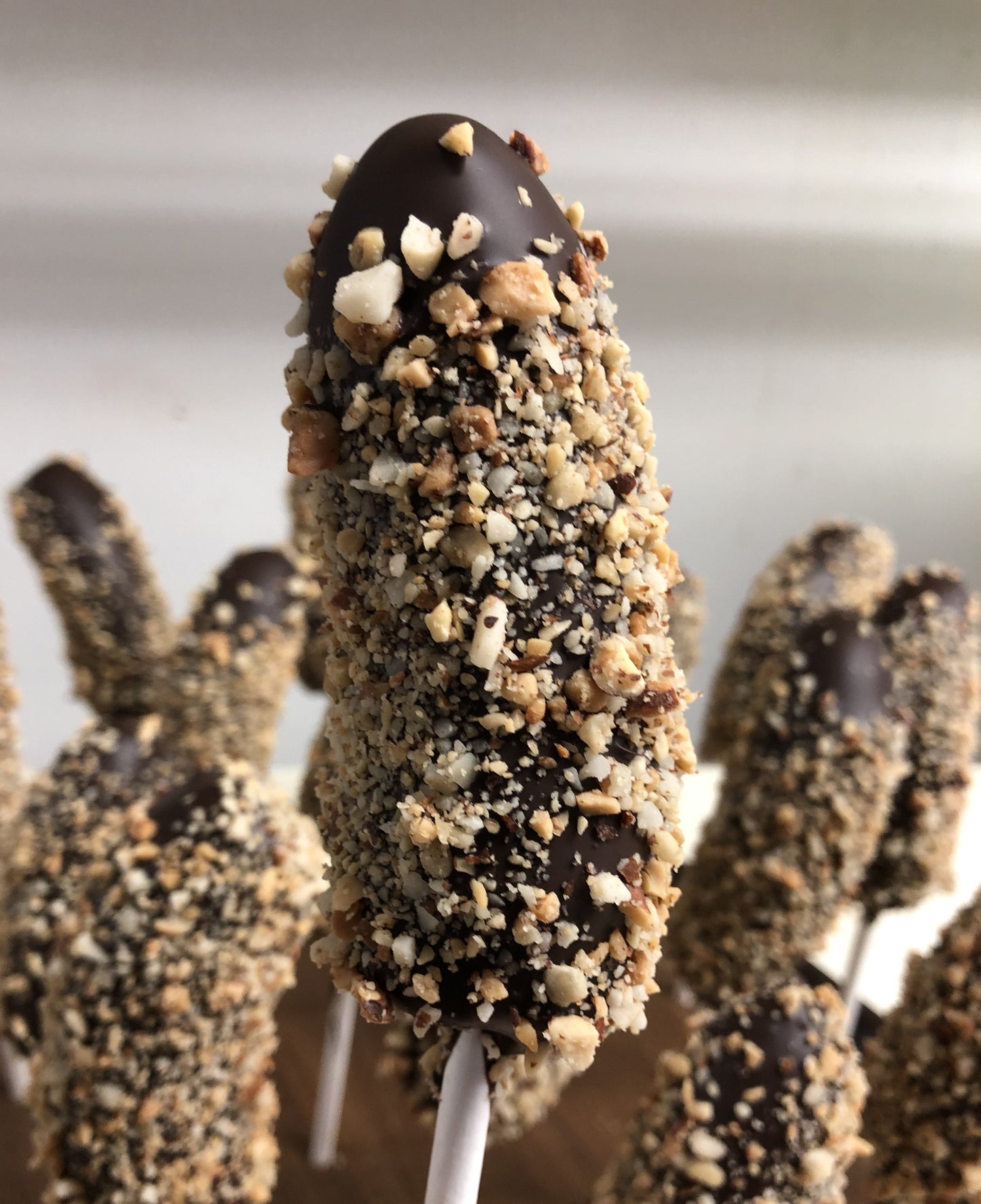 Dark Chocolate Covered Frozen Banana with Nuts