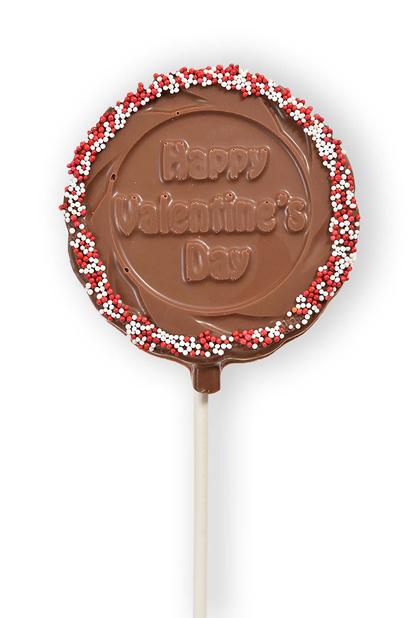 Happy Valentine's Day Milk Chocolate Non-Pareil Pop - Conrad's Confectionery