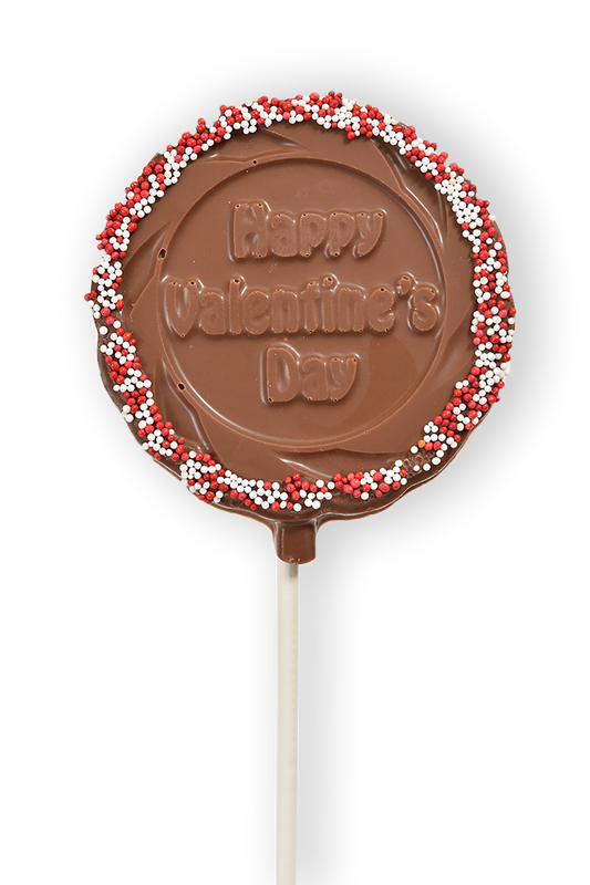 Happy Valentine's Day Milk Chocolate Non-Pareil Pop - Conrad's Confectionery