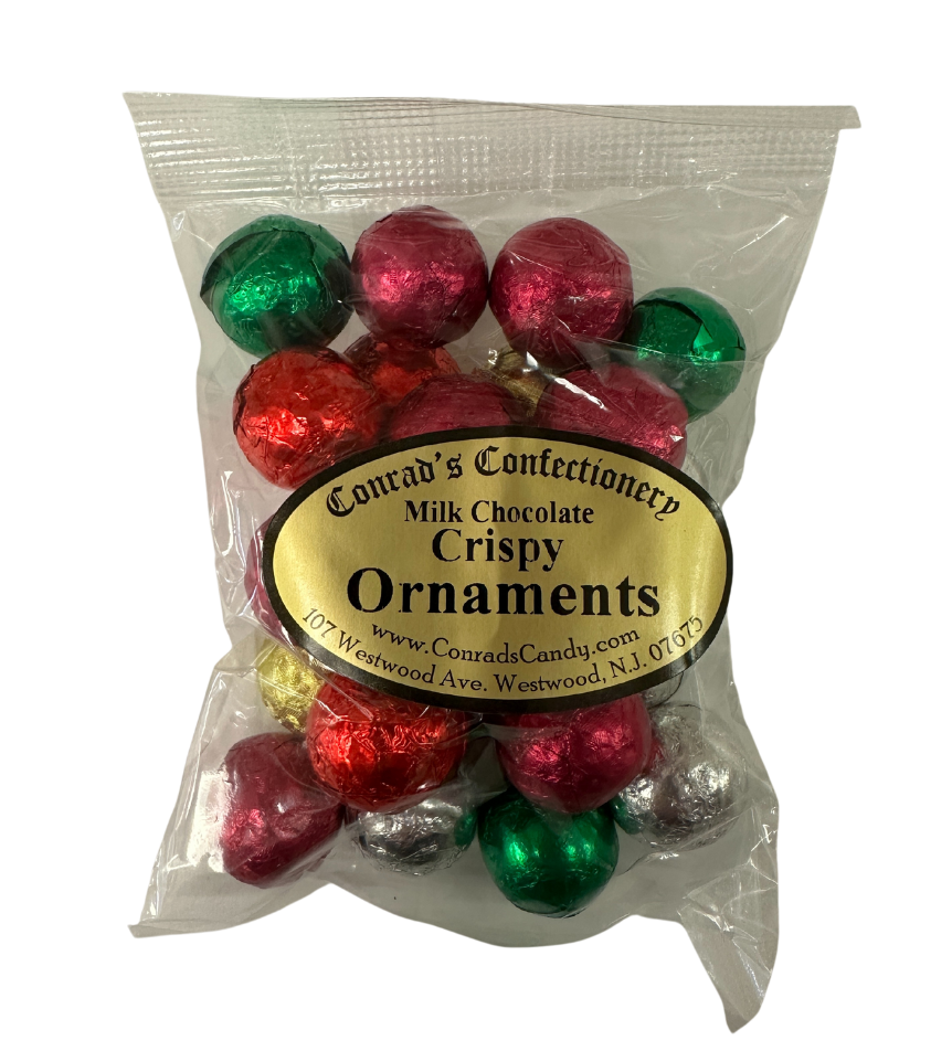 Milk Chocolate Crispy Ornaments- 4 oz bag
