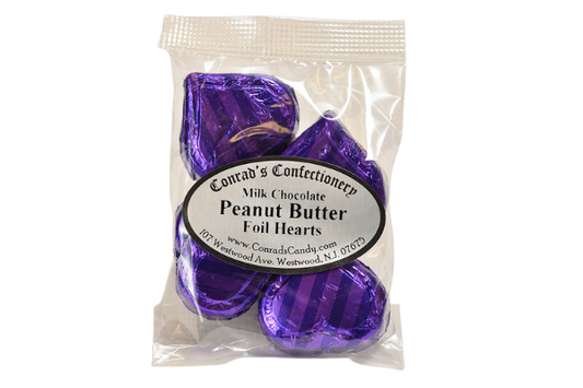 Peanut Butter Milk Chocolate Foil Hearts