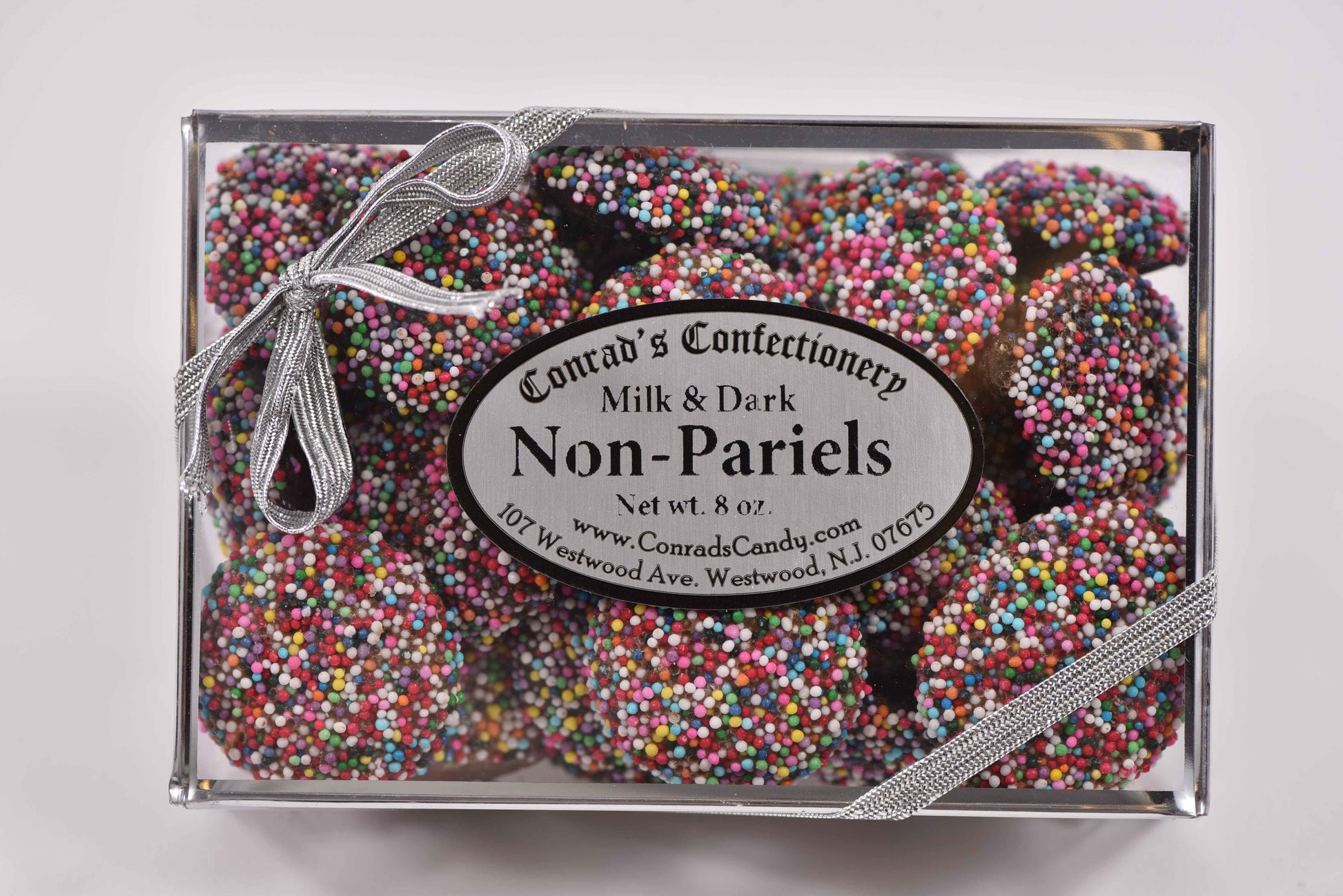 Milk & Dark Chocolate Non-Pariels Decorative Silver Box - Conrad's Confectionery
