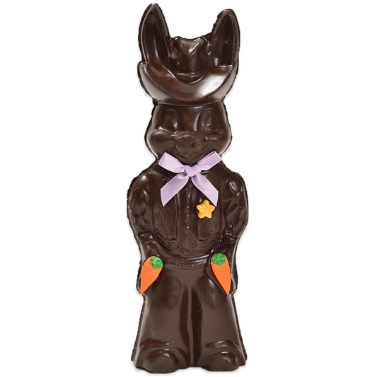 10" Dark Chocolate Easter Bunny # 92 - "Little Cowboy"