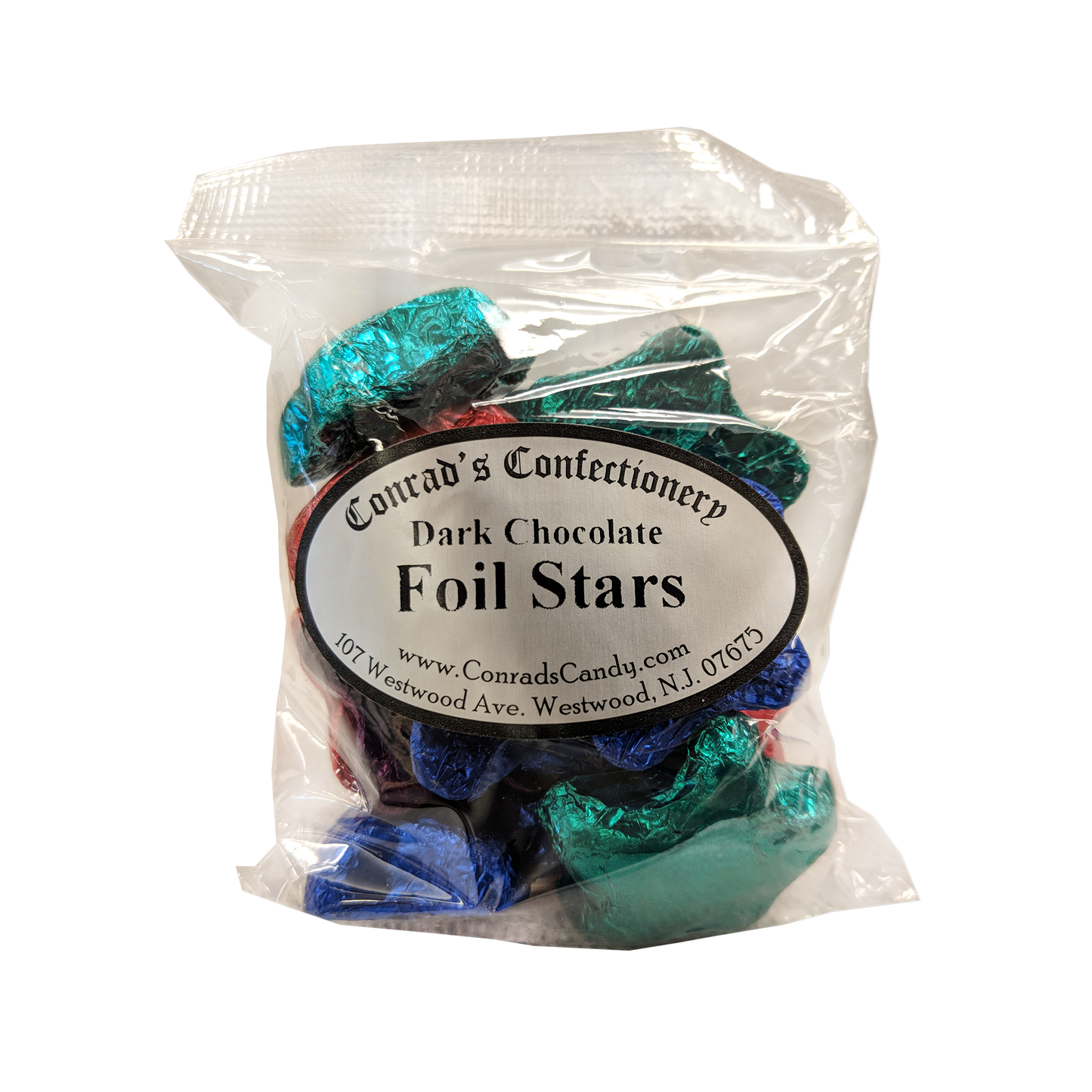 Dark Chocolate Foil Stars- 4 oz bag