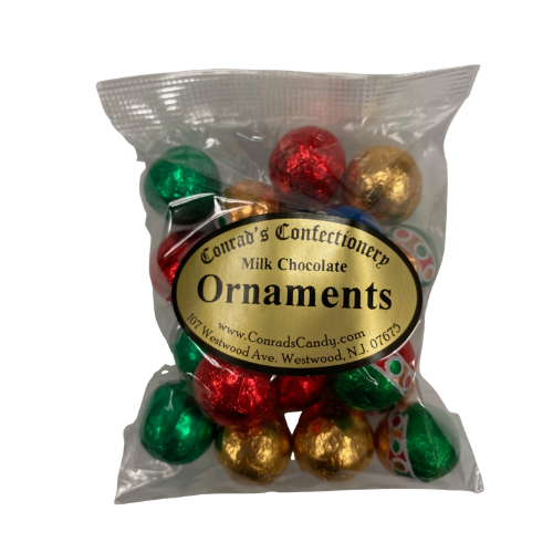 Milk Chocolate  Foiled Ornaments- 4 oz bag