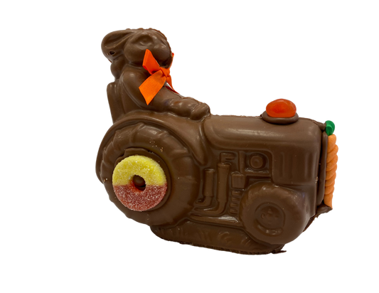 6" Milk Chocolate Easter Bunny #13- "Tractor Bunny"
